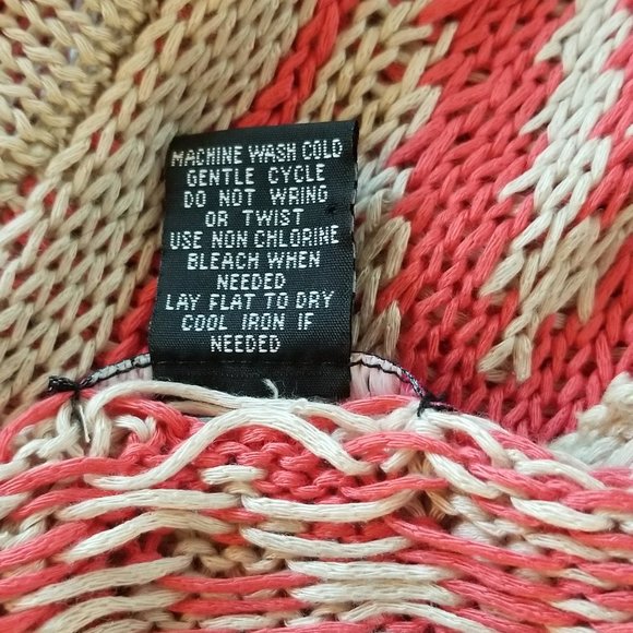 Orange Tan Striped Pattern Sleeveless Fringed Knit Vest M - Picture 6 of 6